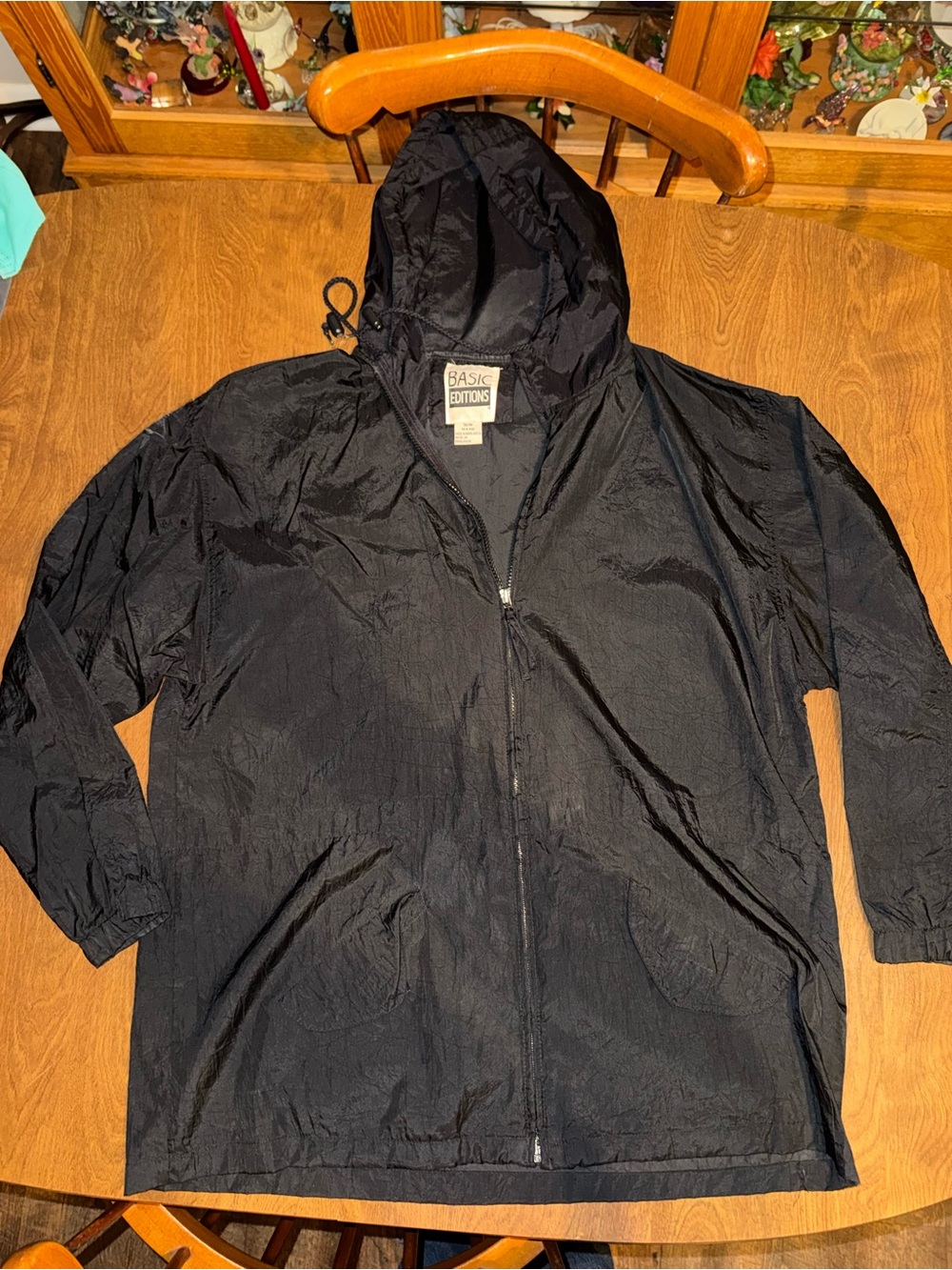 Basic Editions Black Hooded Windbreaker
